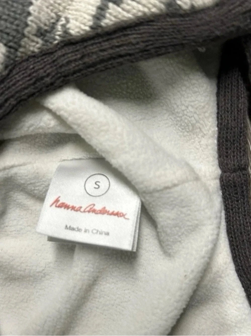 Hanna Andersson Toddler White Grey Fleece Lined Winter Hat Size Small (1-3Y)